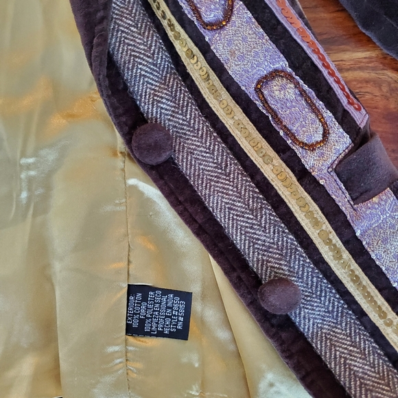 Gorgeous Chaudry Jacket NWT Blazer Ladies Small Brown Velvet Beads and Sequins - Picture 9 of 12